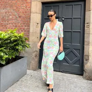 Multi Blurred Floral Maxi Dress