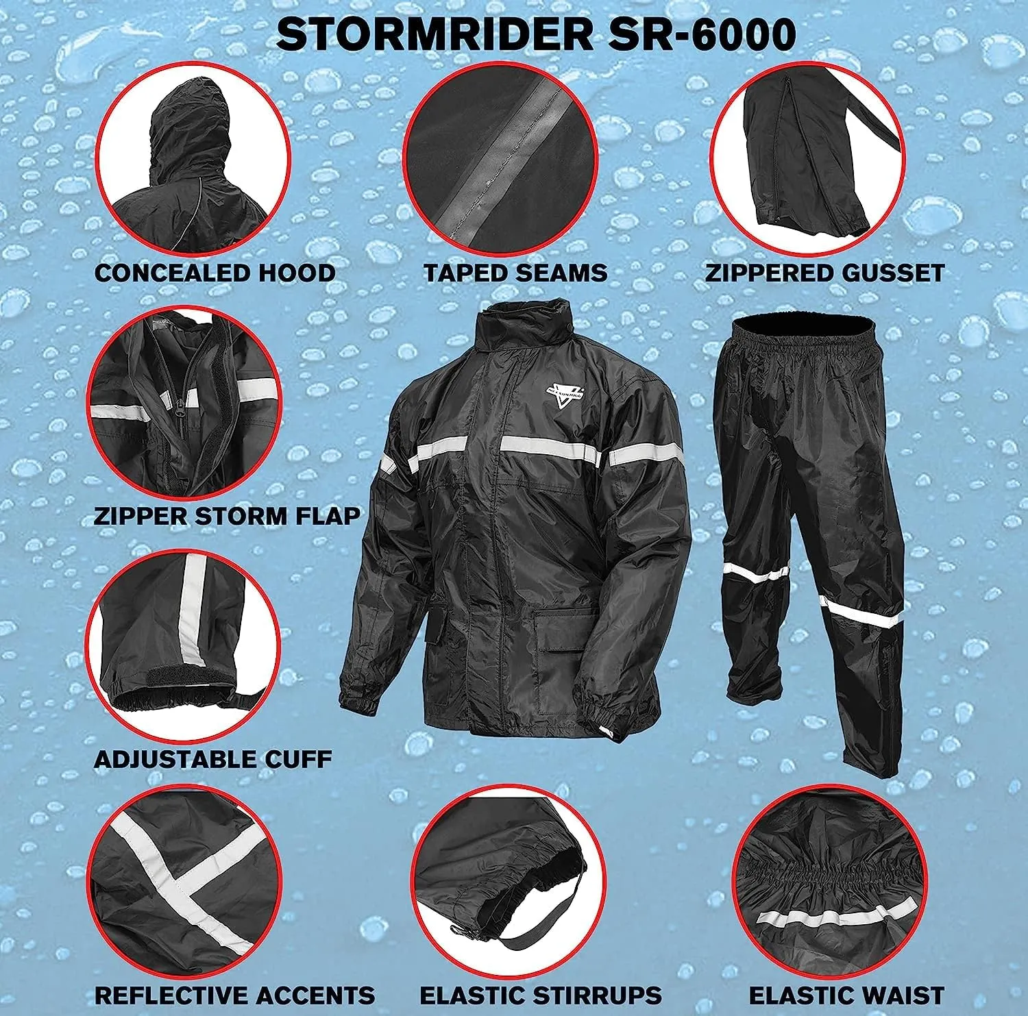 Nelson-Rigg unisex adult Motorcross-motorcycles Nelson Rigg SR 6000 ORG 03 LG Stormrider Motorcycle Rain Suit 2 Piece Orange Black LG , Orange/Black, Large US