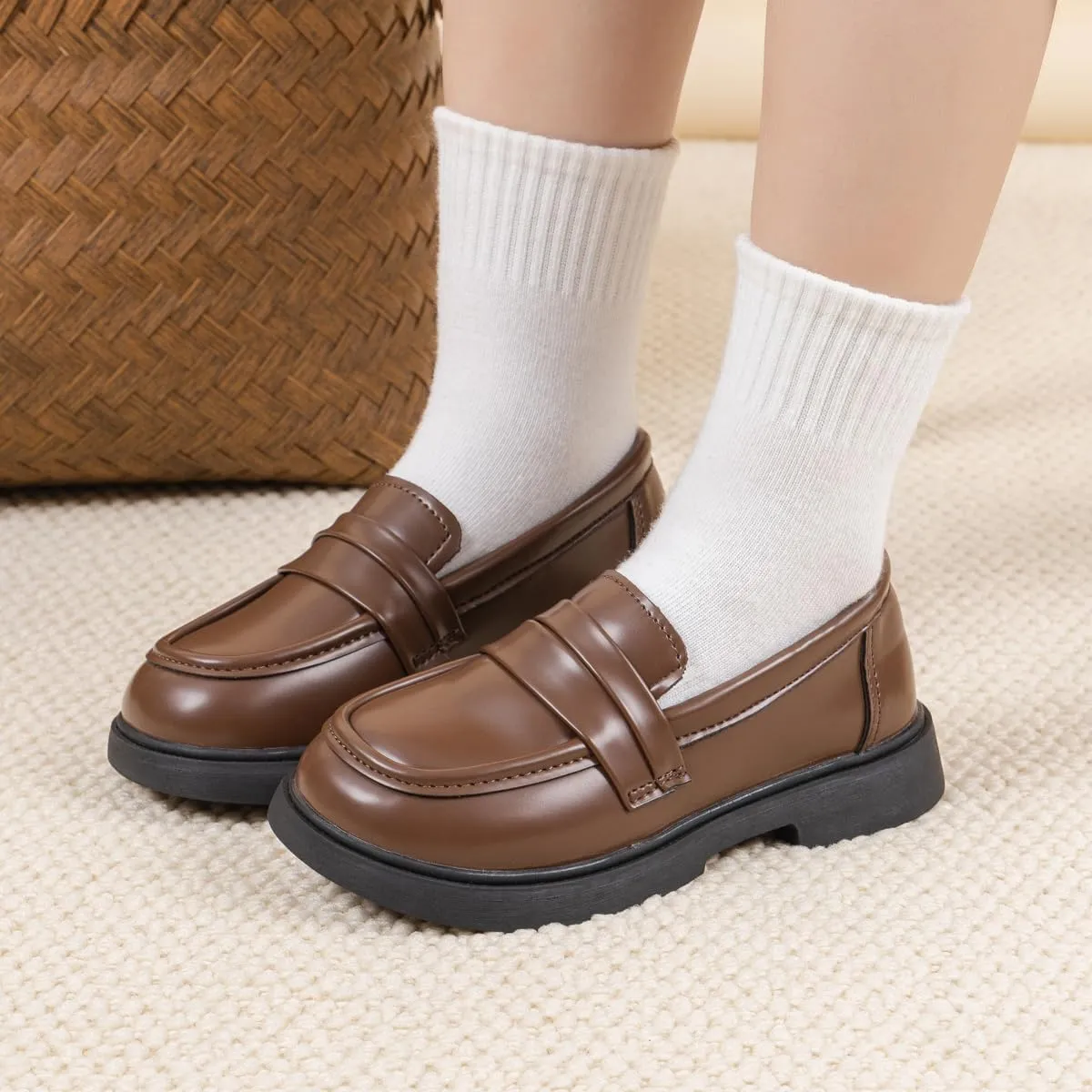 Oamico Toddler Girls Dress Shoes Loafers School Uniform Mary Jane Flats Thick Non-Slip Sole Casual Shoe (Toddler/Little Kids)