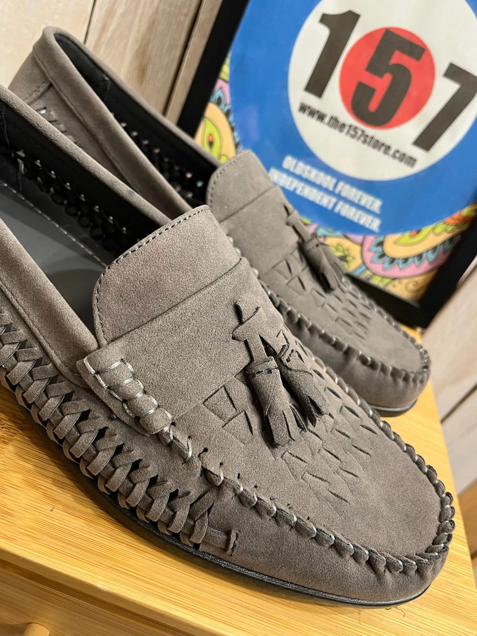 Open Weave Tassel Loafer - Grey