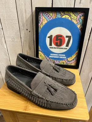Open Weave Tassel Loafer - Grey