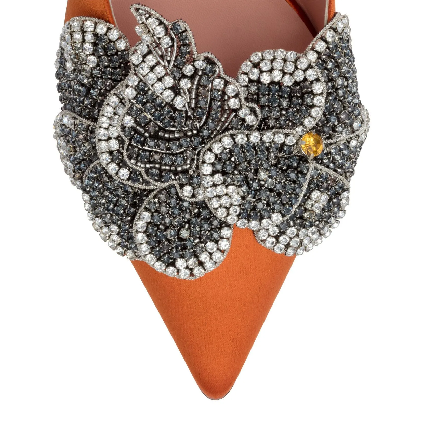 Orange 60 crystal embellished mules
