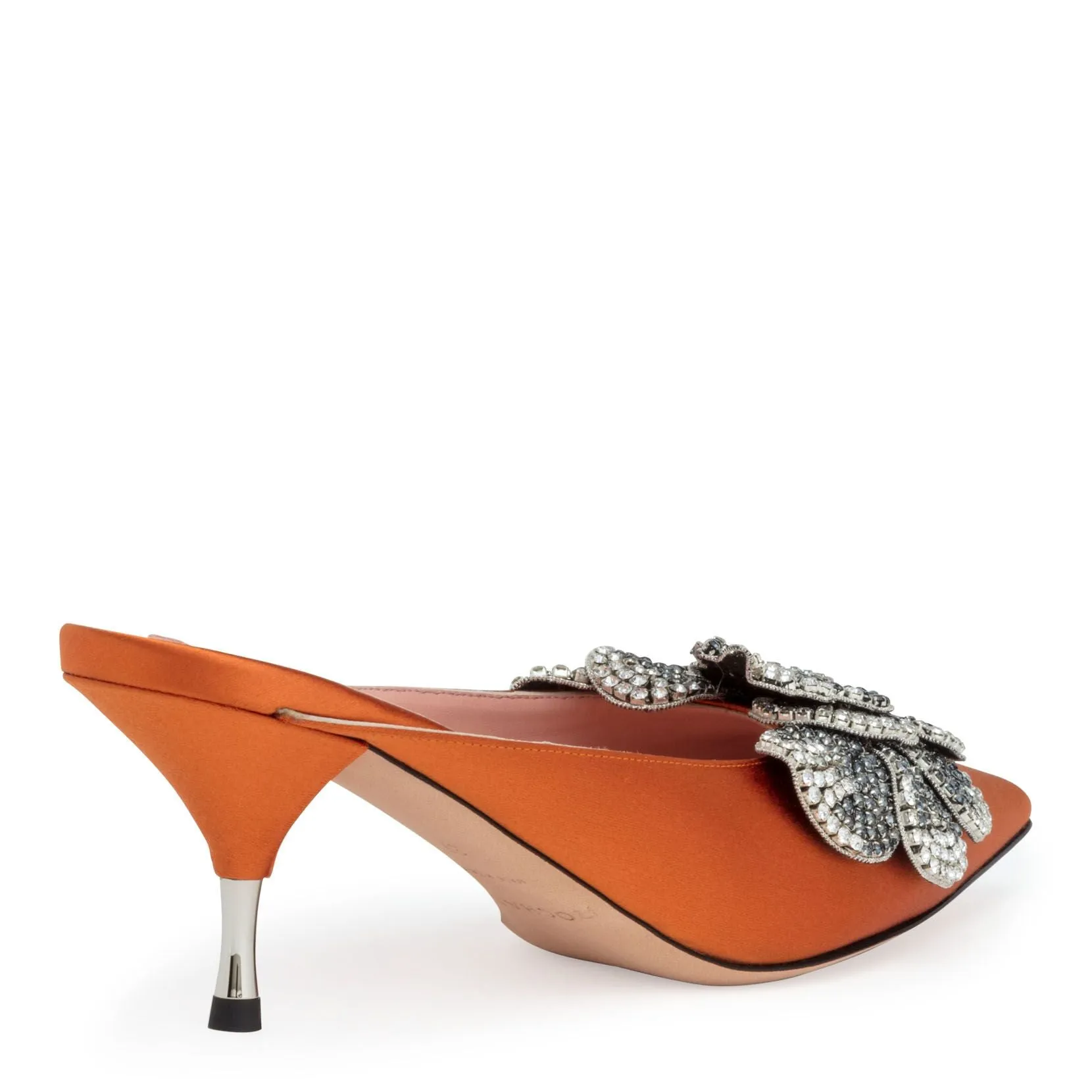 Orange 60 crystal embellished mules