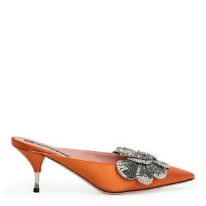 Orange 60 crystal embellished mules