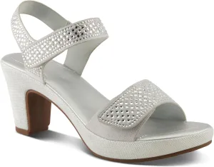 PATRIZIA Women's SHINE Hook and Loop Platform Heels - Microsuede Upper, Crystal-Adorned Straps, Adjustable Fit