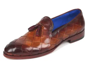 Paul Parkman Men's Braided Tassel Loafers, Brown