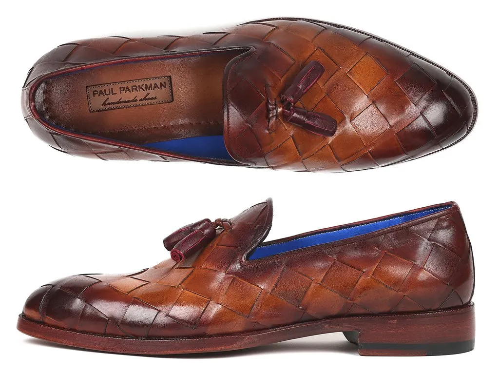 Paul Parkman Men's Braided Tassel Loafers, Brown