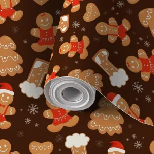 Peel and Stick Wallpaper Self Adhesive Wall Mural Seamless cute Christmas gingerbread cookies Gingerbread man boot heart Contact Paper Renter Friendly Wallpaper for Kitchen Nursery Bedroom 17.7"x118"