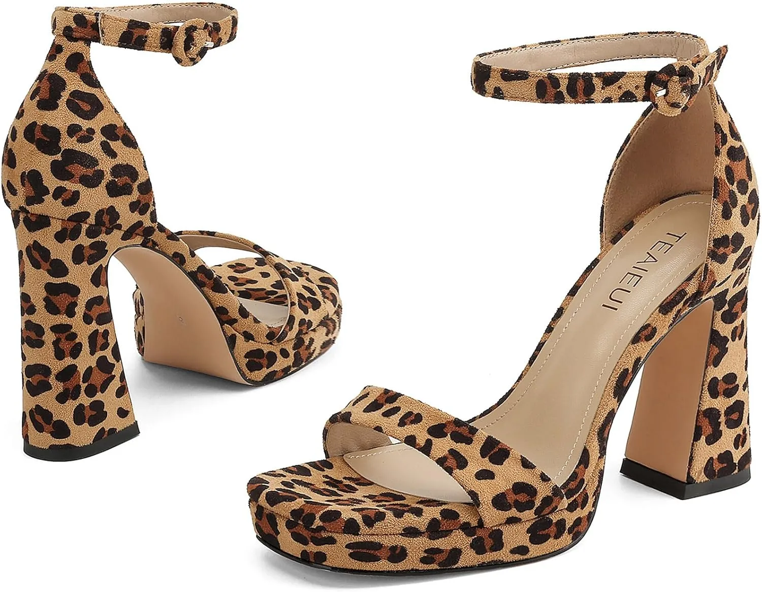 Platform Heels for Women Chunky High Heels with Ankle Strap Square Toe Strappy Heels for Women Heeled Sandals