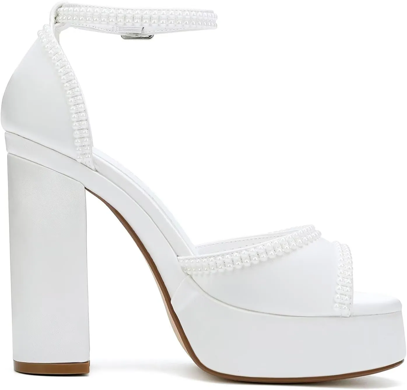 Platform Heels Wedding Shoes for Bride Ankle Strap Bridal Heeled Sandals Wedding Heels