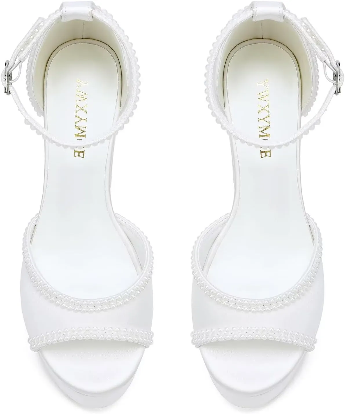 Platform Heels Wedding Shoes for Bride Ankle Strap Bridal Heeled Sandals Wedding Heels