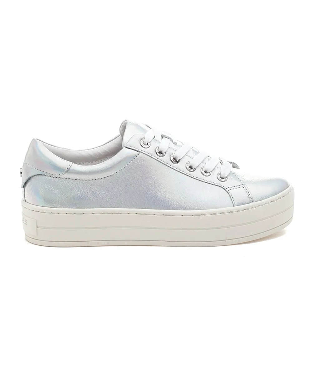 Platform Toe JSlides Silver Student discount Heeled Round Efficient shipping Sneakers Metallic Lace LACEE Wedge Up
