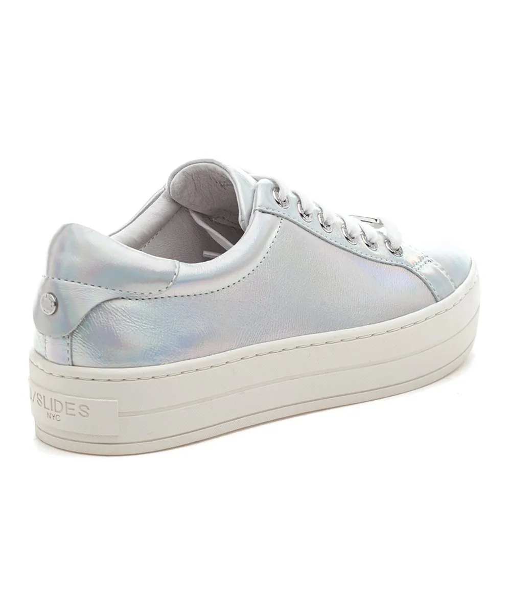 Platform Toe JSlides Silver Student discount Heeled Round Efficient shipping Sneakers Metallic Lace LACEE Wedge Up