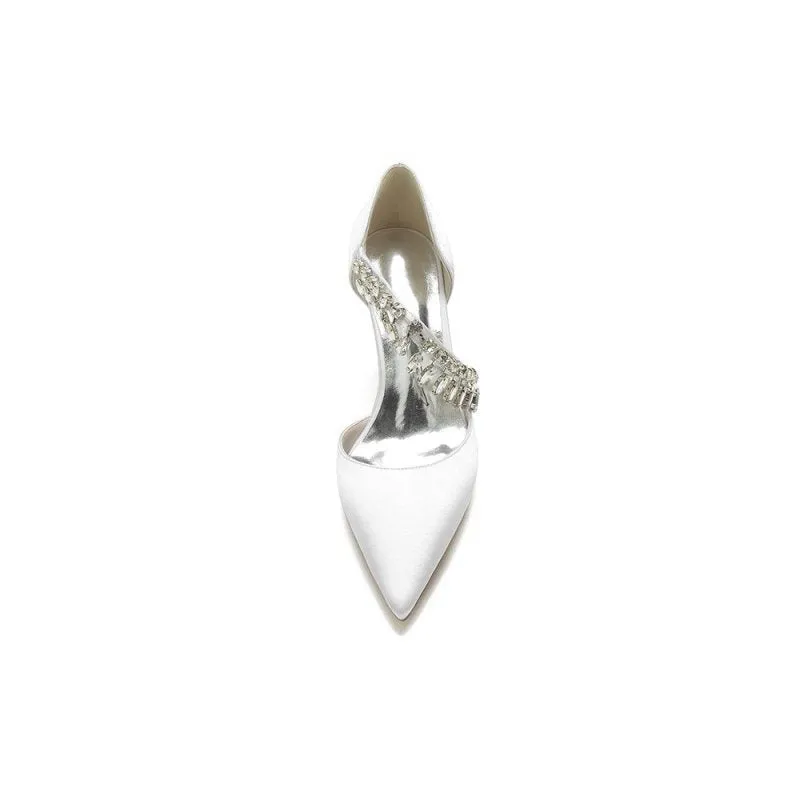 Pointed Toe Rhinestone Tassel Strappy Chunky Heels