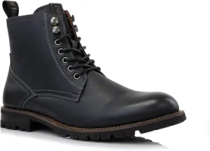 Polar Fox Knoxville MPX806068 Mens Casual Work Laced Classic Motorcycle Combat Zipper Boots