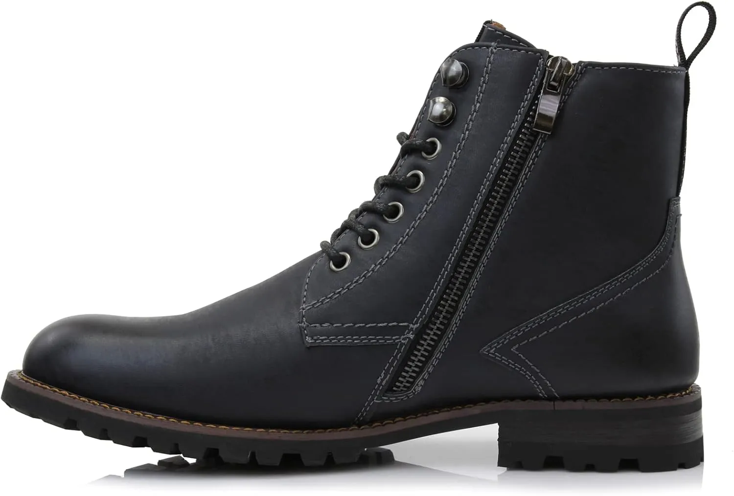 Polar Fox Knoxville MPX806068 Mens Casual Work Laced Classic Motorcycle Combat Zipper Boots