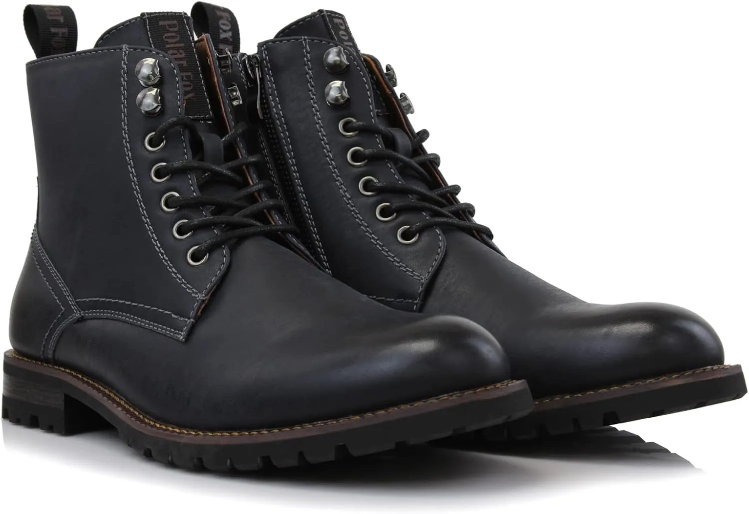 Polar Fox Knoxville MPX806068 Mens Casual Work Laced Classic Motorcycle Combat Zipper Boots