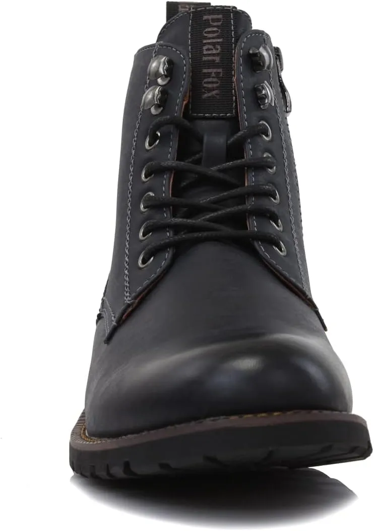 Polar Fox Knoxville MPX806068 Mens Casual Work Laced Classic Motorcycle Combat Zipper Boots