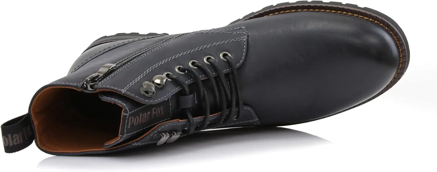 Polar Fox Knoxville MPX806068 Mens Casual Work Laced Classic Motorcycle Combat Zipper Boots