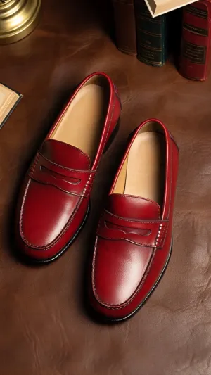 Red penny loafers