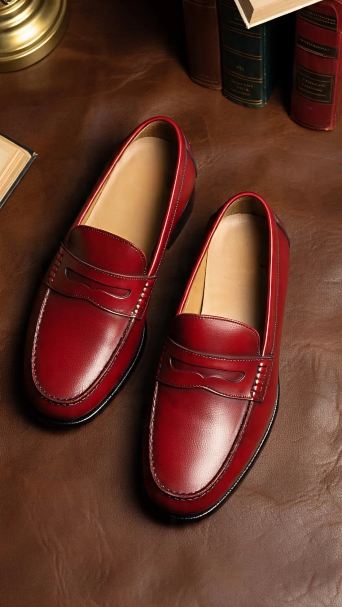 Red penny loafers