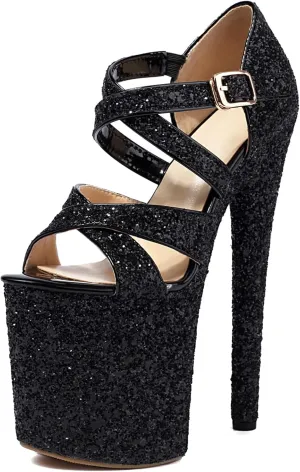 Roimaash Women Pole Dance Heels Stiletto High Heels Strappy Sandals Platform