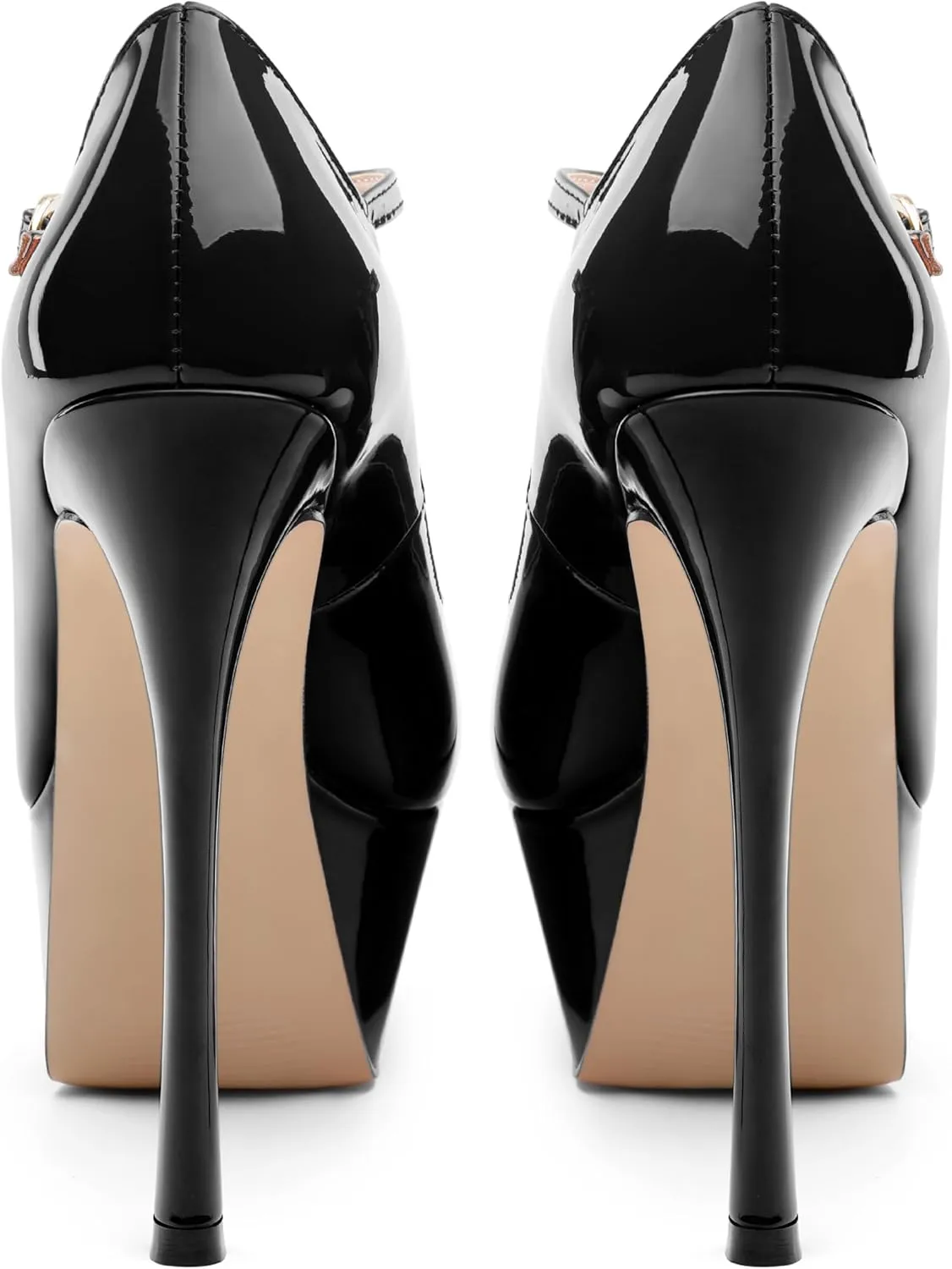 ROSERWISH Platform Heels for Women Pointed Toe Stiletto Pumps High Heels Closed Toe Ankle Strap Mary Janes Patent 6 Inch Wedding Party Nightclub Dress Shoes