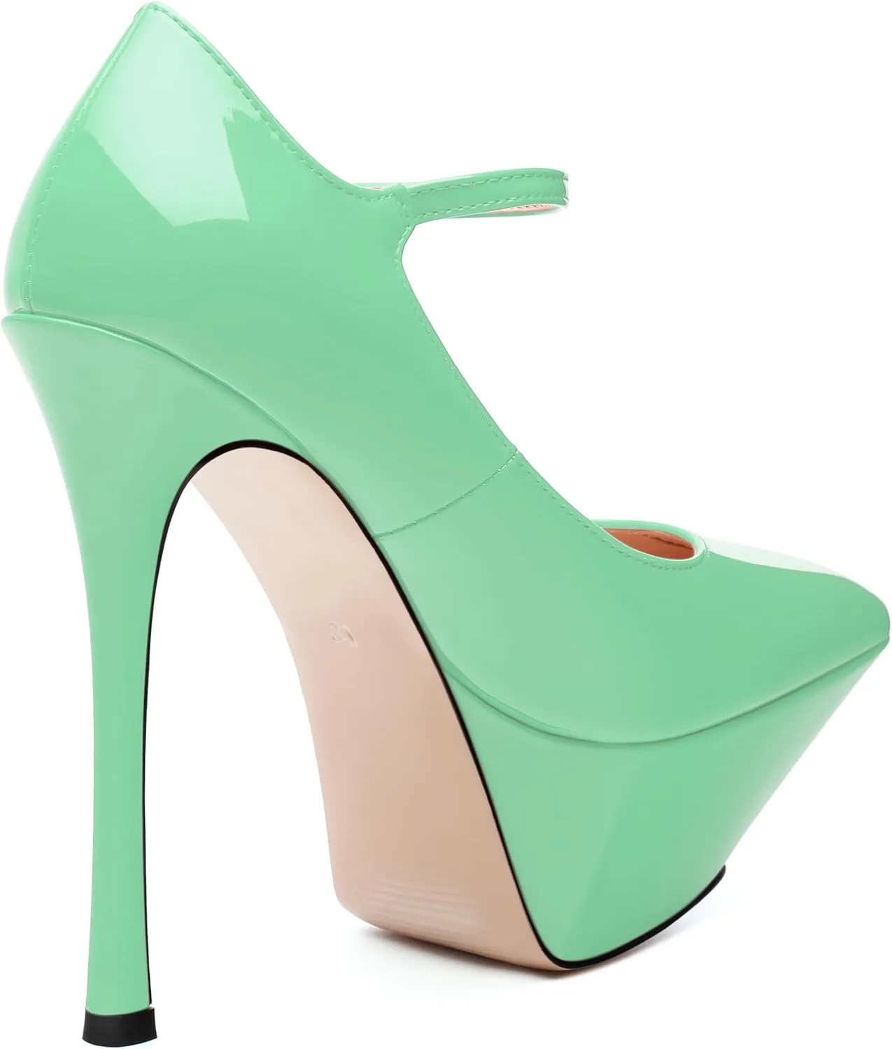 ROSERWISH Platform Heels for Women Pointed Toe Stiletto Pumps High Heels Closed Toe Ankle Strap Mary Janes Patent 6 Inch Wedding Party Nightclub Dress Shoes