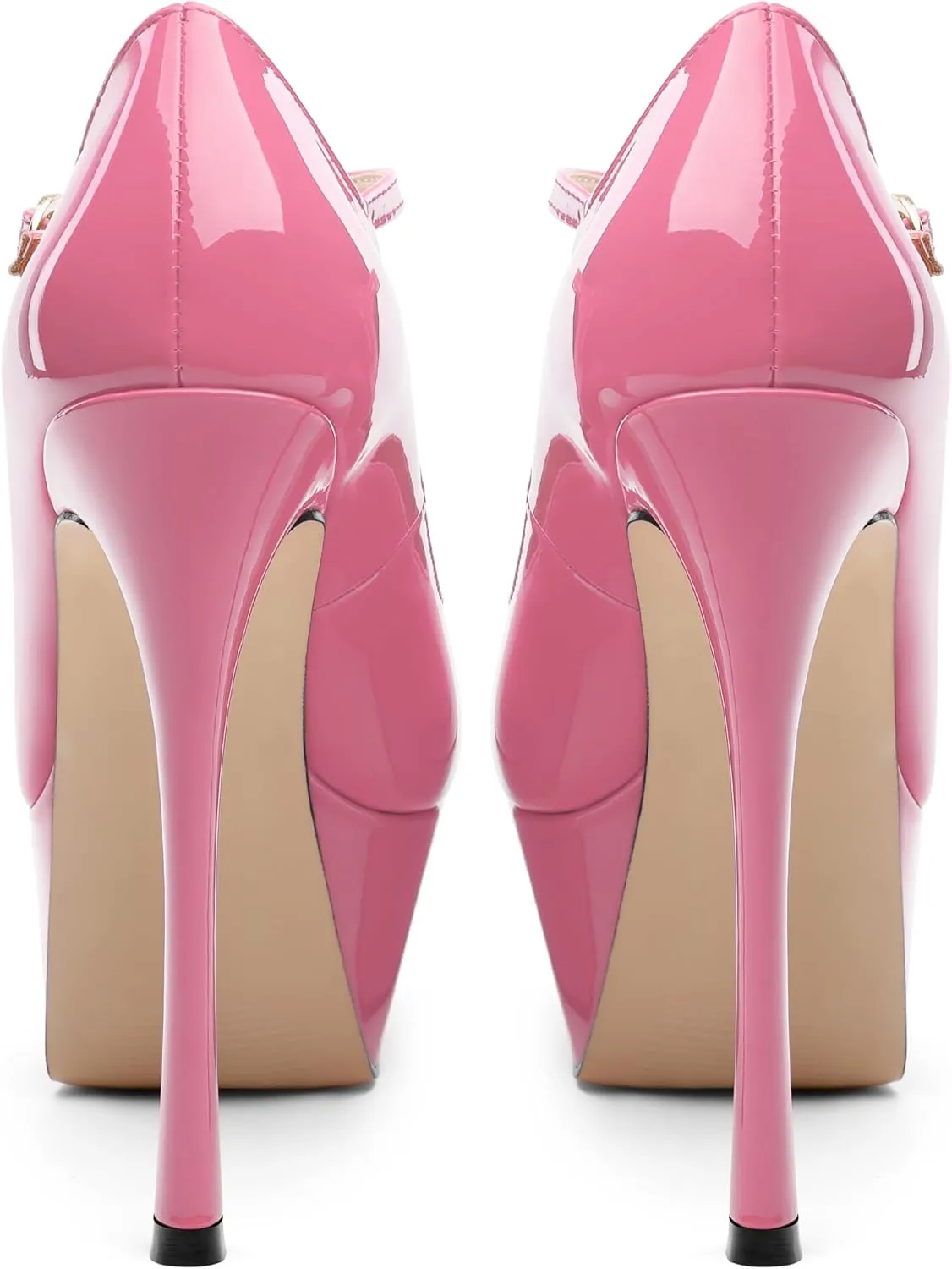 ROSERWISH Platform Heels for Women Pointed Toe Stiletto Pumps High Heels Closed Toe Ankle Strap Mary Janes Patent 6 Inch Wedding Party Nightclub Dress Shoes