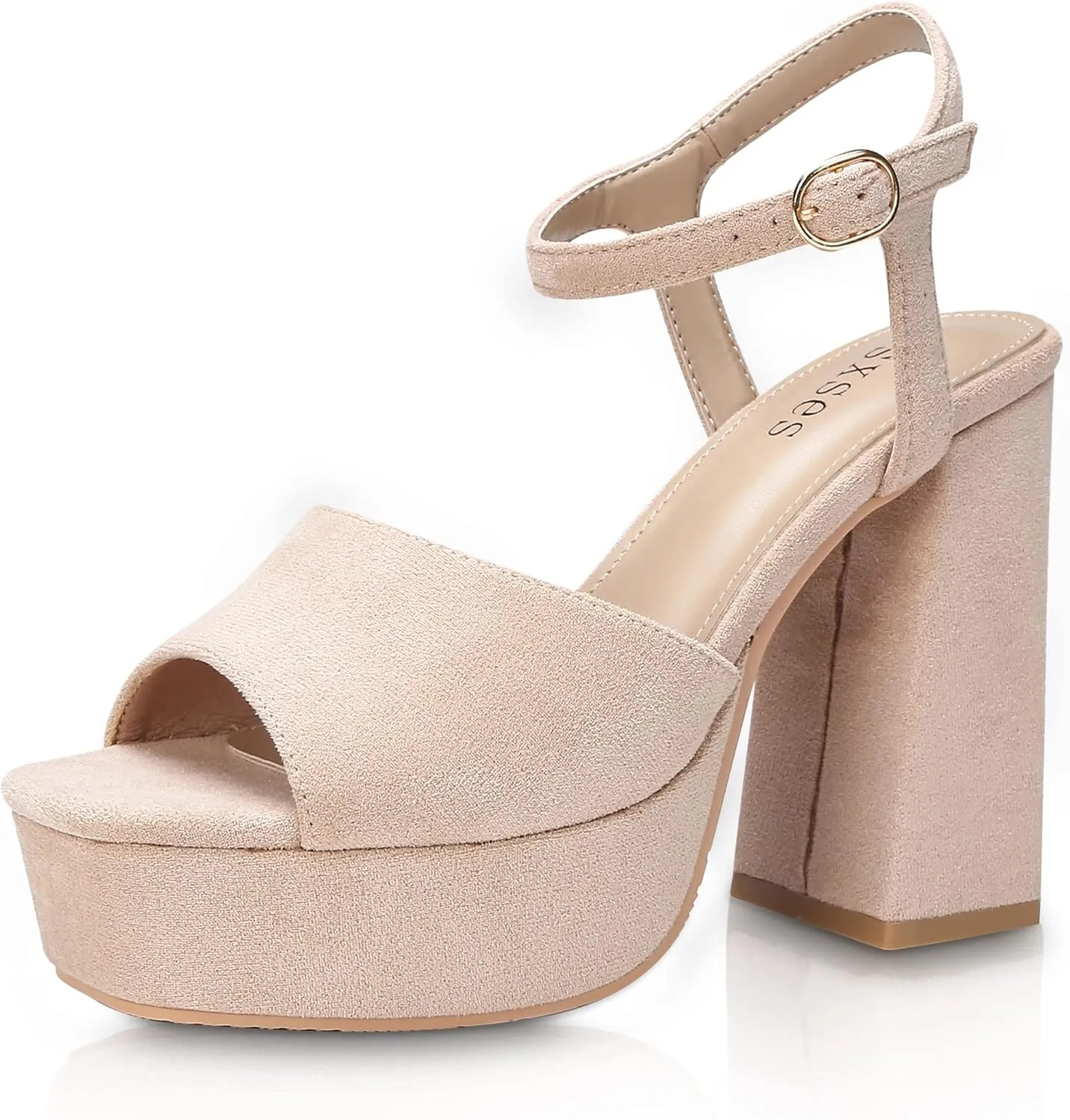 rsxses Platform Heels for Women Chunky High Heel Dress Sandals Strappy Open Toe Ankle Strap Sexy Prom Wedding Evening Party Pumps Shoes