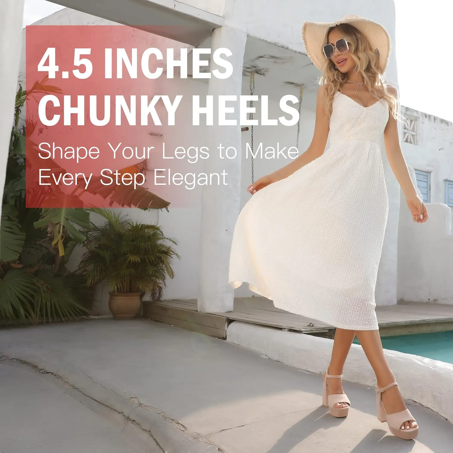 rsxses Platform Heels for Women Chunky High Heel Dress Sandals Strappy Open Toe Ankle Strap Sexy Prom Wedding Evening Party Pumps Shoes