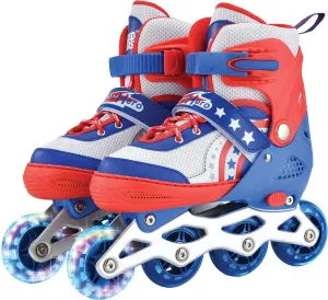 Rugged Racer Roller Blade Inline Skates with LED Light up Wheels - Adjustable in 3 Sizes Roller Skates for Kids - Suitable for Kids Ages 3-10 Years