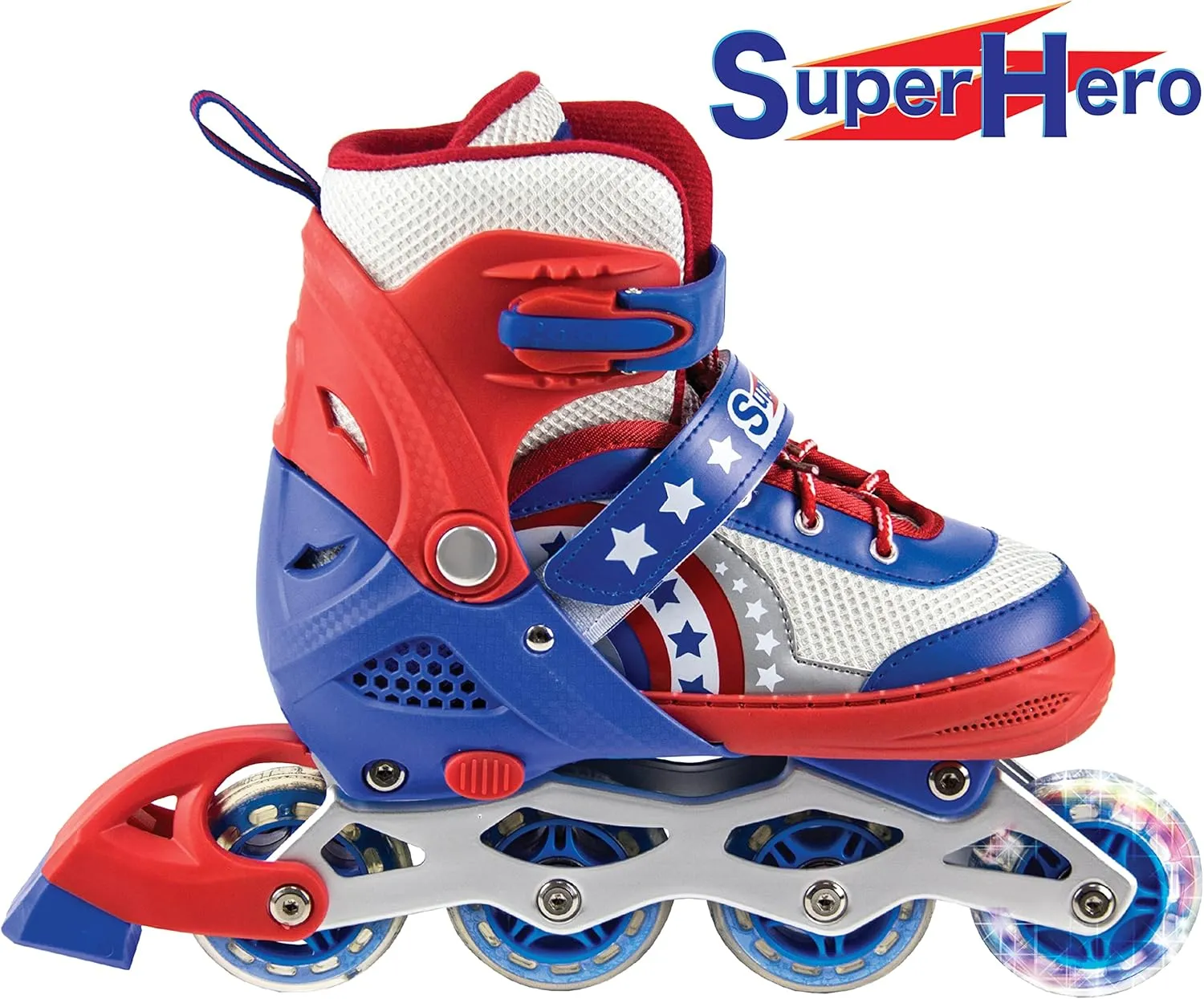 Rugged Racer Roller Blade Inline Skates with LED Light up Wheels - Adjustable in 3 Sizes Roller Skates for Kids - Suitable for Kids Ages 3-10 Years