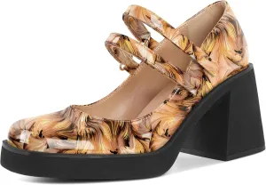 SAMMITOP Women's Platform Mary Jane Pumps Two Strap Square Toe Chunky Block High Heels Fashion Wedding Party Shoes 3.5 Inch