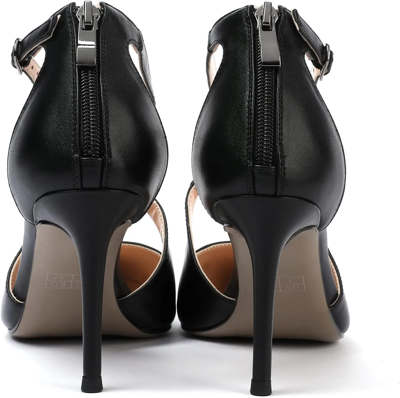 SAMMITOP Women's Pointed toe Cross Strappy Heels Ankle Strap Buckle Pumps Classic High Heels 3.34" for Wedding Dress Party