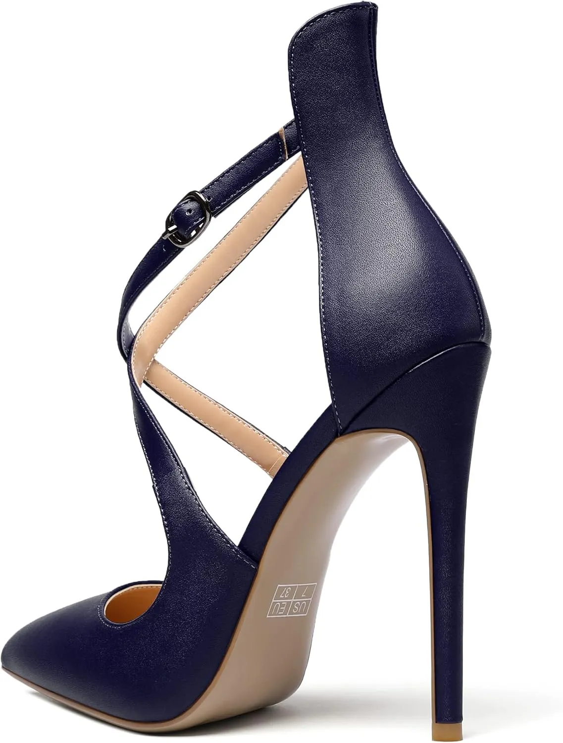 SAMMITOP Women's Pointed Toe Stiletto High Heels Crisscross Strappy Pumps Ladies Ankle Buckle Strap Shoes