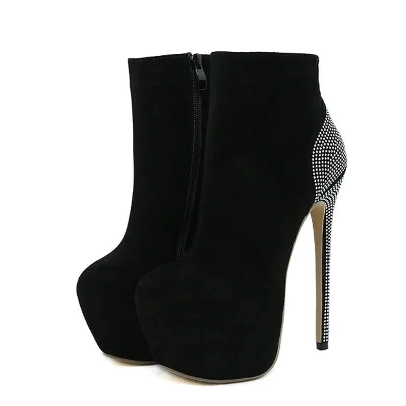 Sexy Crystal Rhinestone Extreme High Heels Stripper Pole Dance Boots