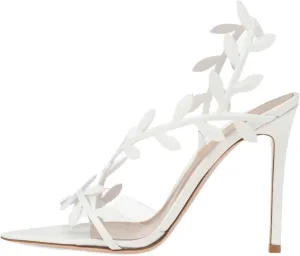 sexytag Clear Stiletto High Heels Pointed Open Toe Strappy Slingback Heeled Sandals for Women
