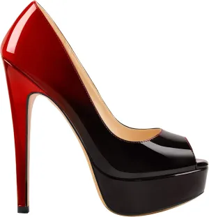 sexytag Women's Platform Heels Peep Toe Pumps Slip On High Stiletto Heels