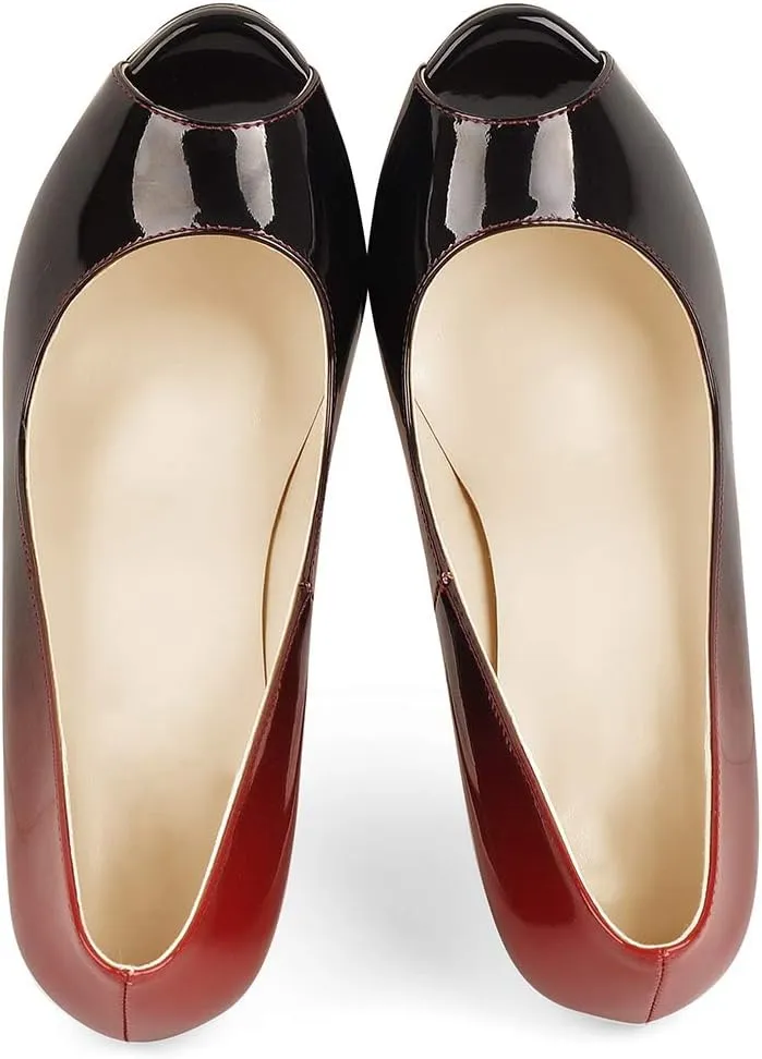 sexytag Women's Platform Heels Peep Toe Pumps Slip On High Stiletto Heels