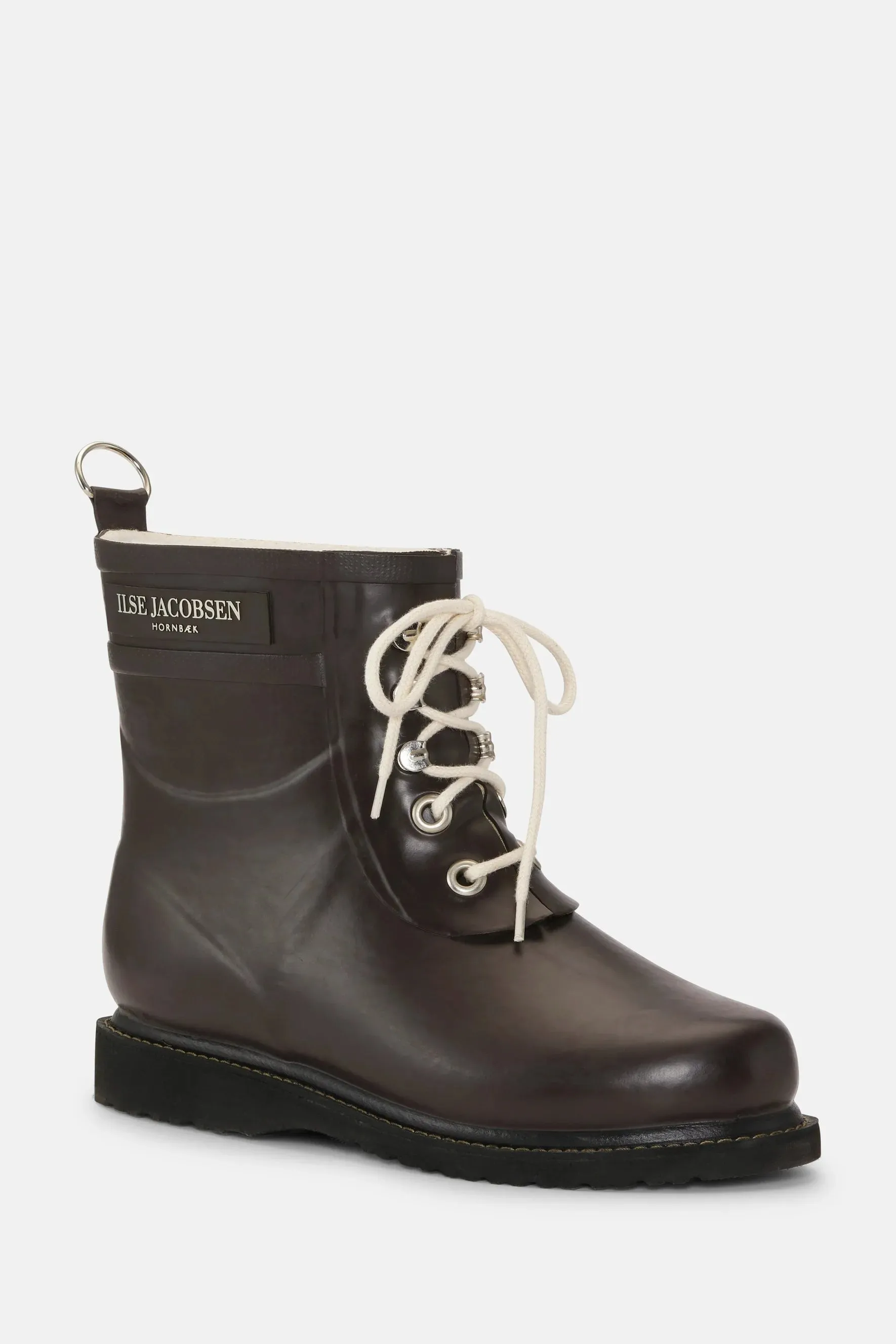 Short Lace Up Rubber Boot - Ganache
