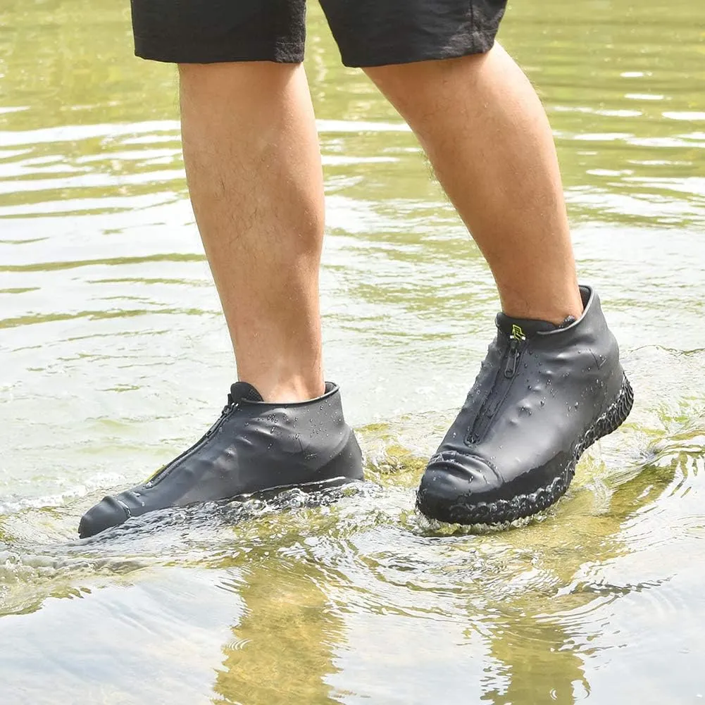 Silicone Waterproof Shoe Covers, Upgrade Reusable Overshoes with Zipper, Resistant Rain Boots Non-Slip Washable Protection for Women, Men (XL (Women 11-13, Men 9.5-13), Black)