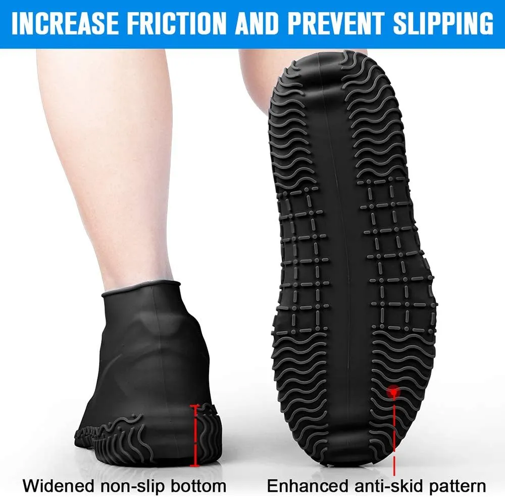 Silicone Waterproof Shoe Covers, Upgrade Reusable Overshoes with Zipper, Resistant Rain Boots Non-Slip Washable Protection for Women, Men (XL (Women 11-13, Men 9.5-13), Black)