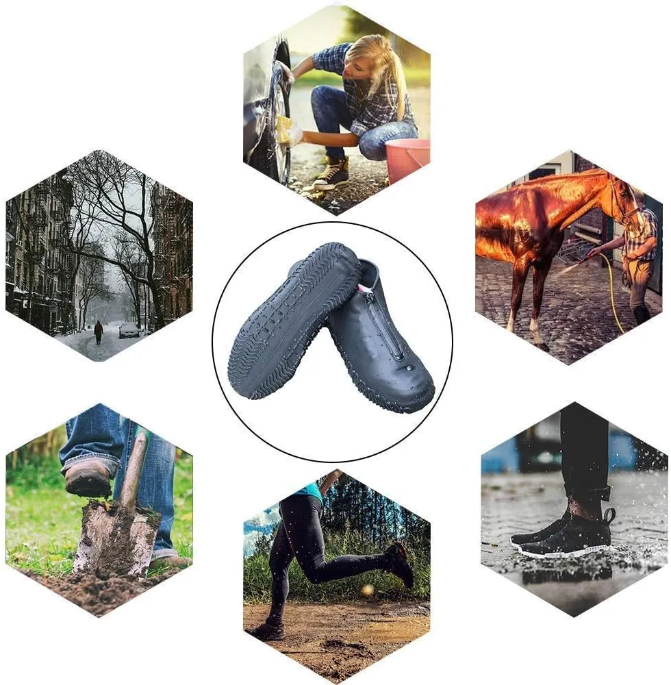 Silicone Waterproof Shoe Covers, Upgrade Reusable Overshoes with Zipper, Resistant Rain Boots Non-Slip Washable Protection for Women, Men (XL (Women 11-13, Men 9.5-13), Black)