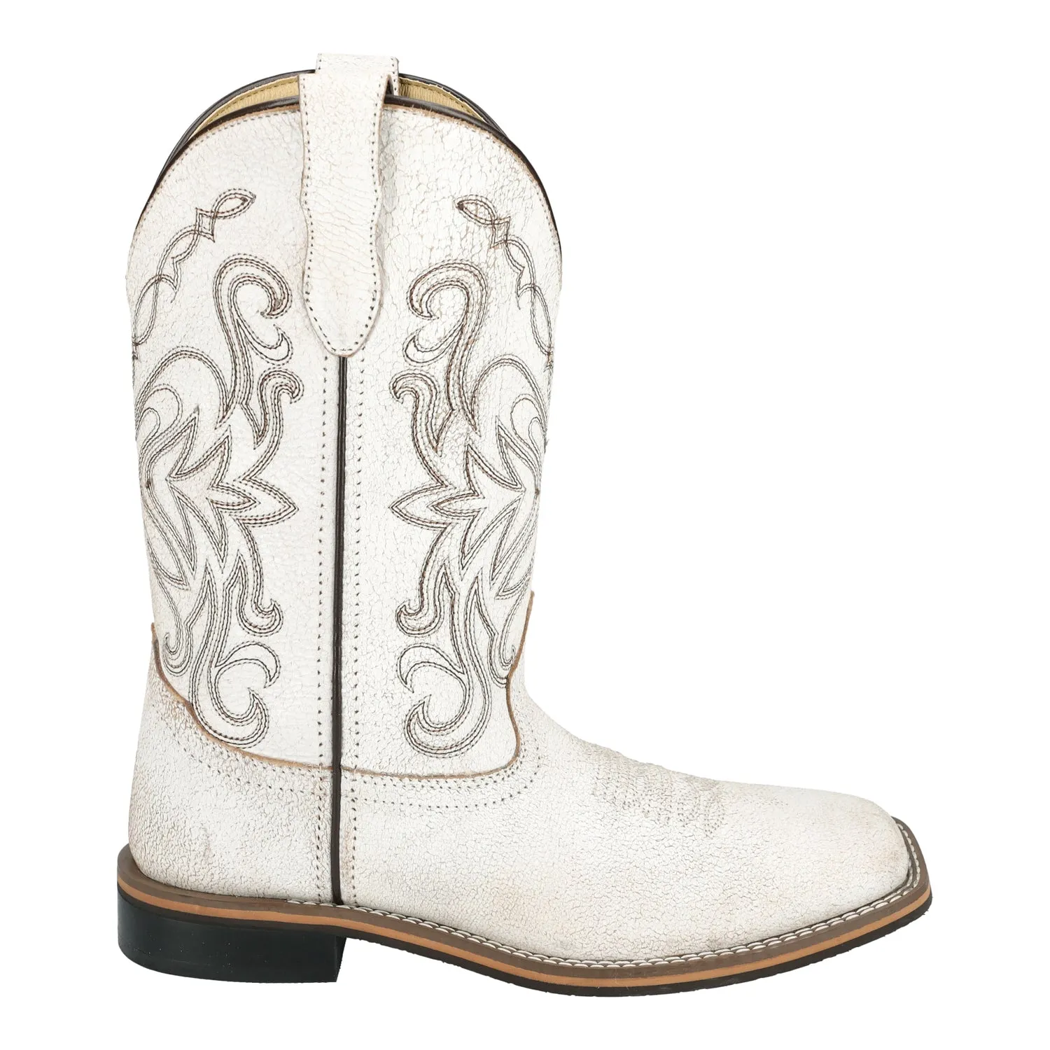 Smoky Mountain Boots Womens Georgia Antique White Leather Cowboy Boots
