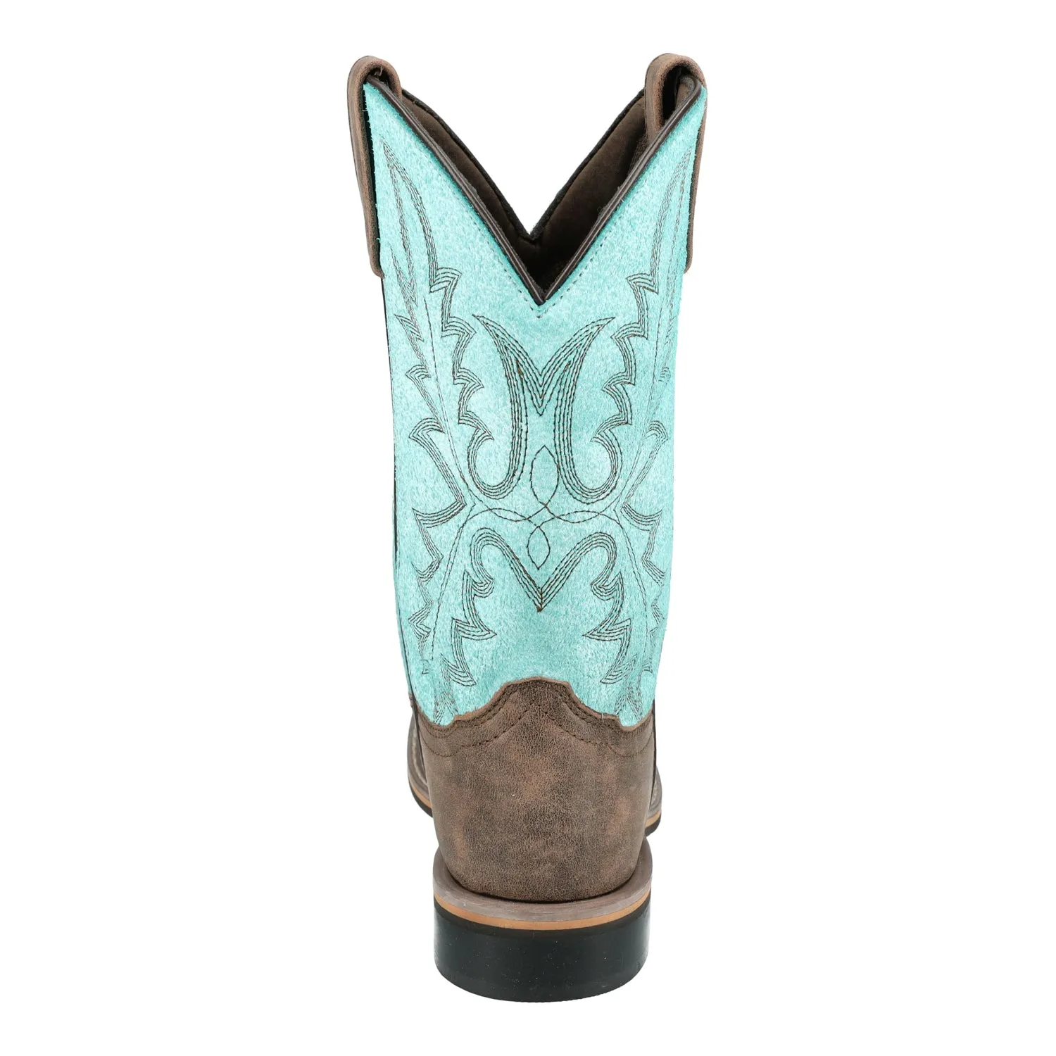 Smoky Mountain Boots Womens Rustic Rider Brown/Turquoise Leather Cowboy Boots