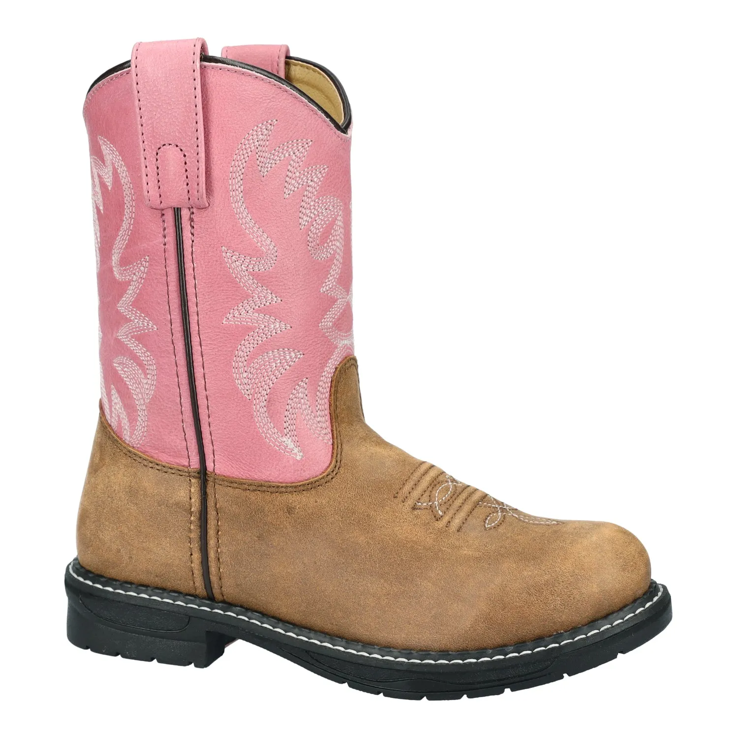 Smoky Mountain Boots Youth Girls Buffalo Vintage Brown/Pink Leather Cowboy Boots