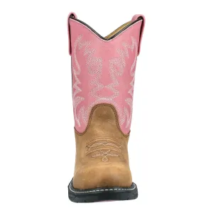 Smoky Mountain Boots Youth Girls Buffalo Vintage Brown/Pink Leather Cowboy Boots