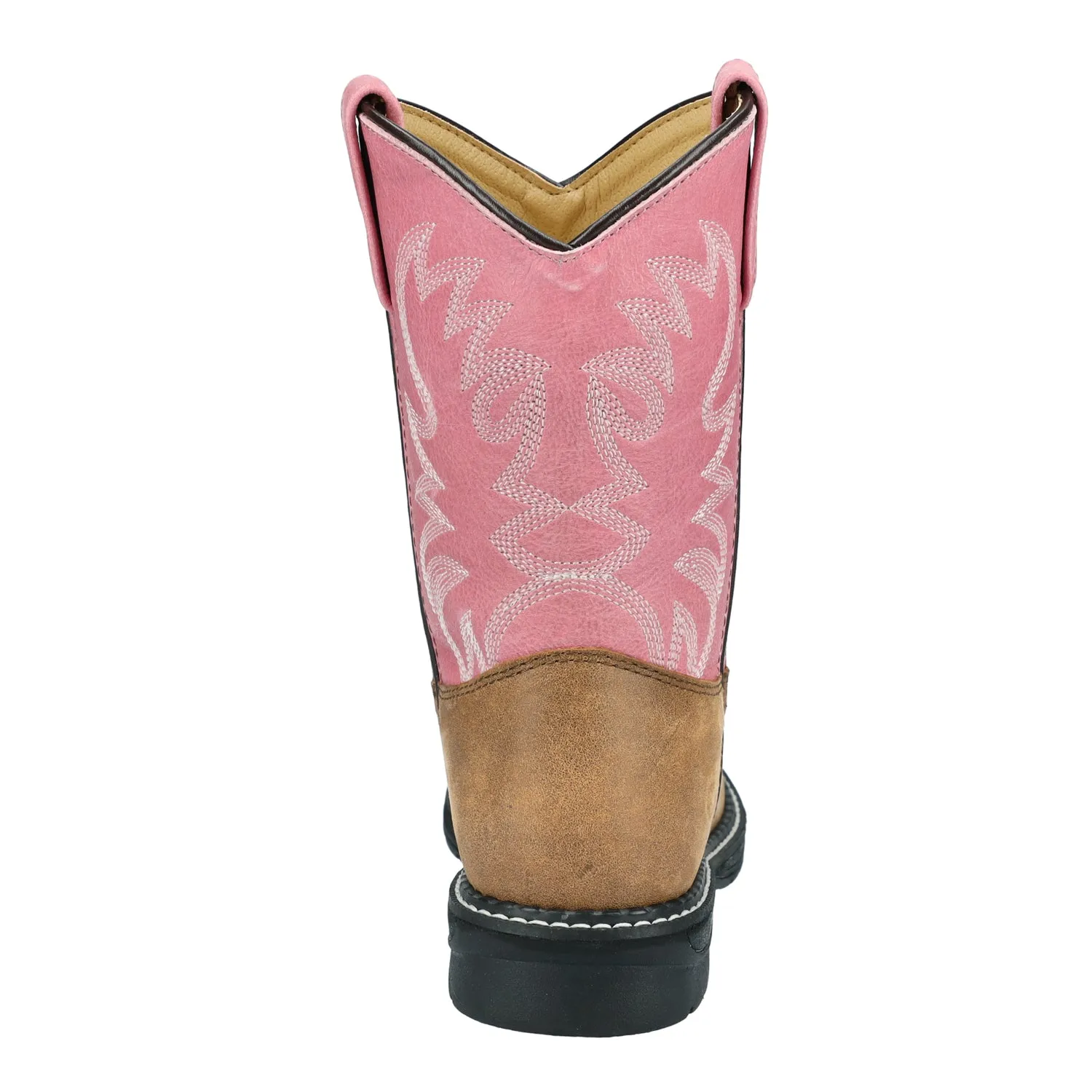 Smoky Mountain Boots Youth Girls Buffalo Vintage Brown/Pink Leather Cowboy Boots