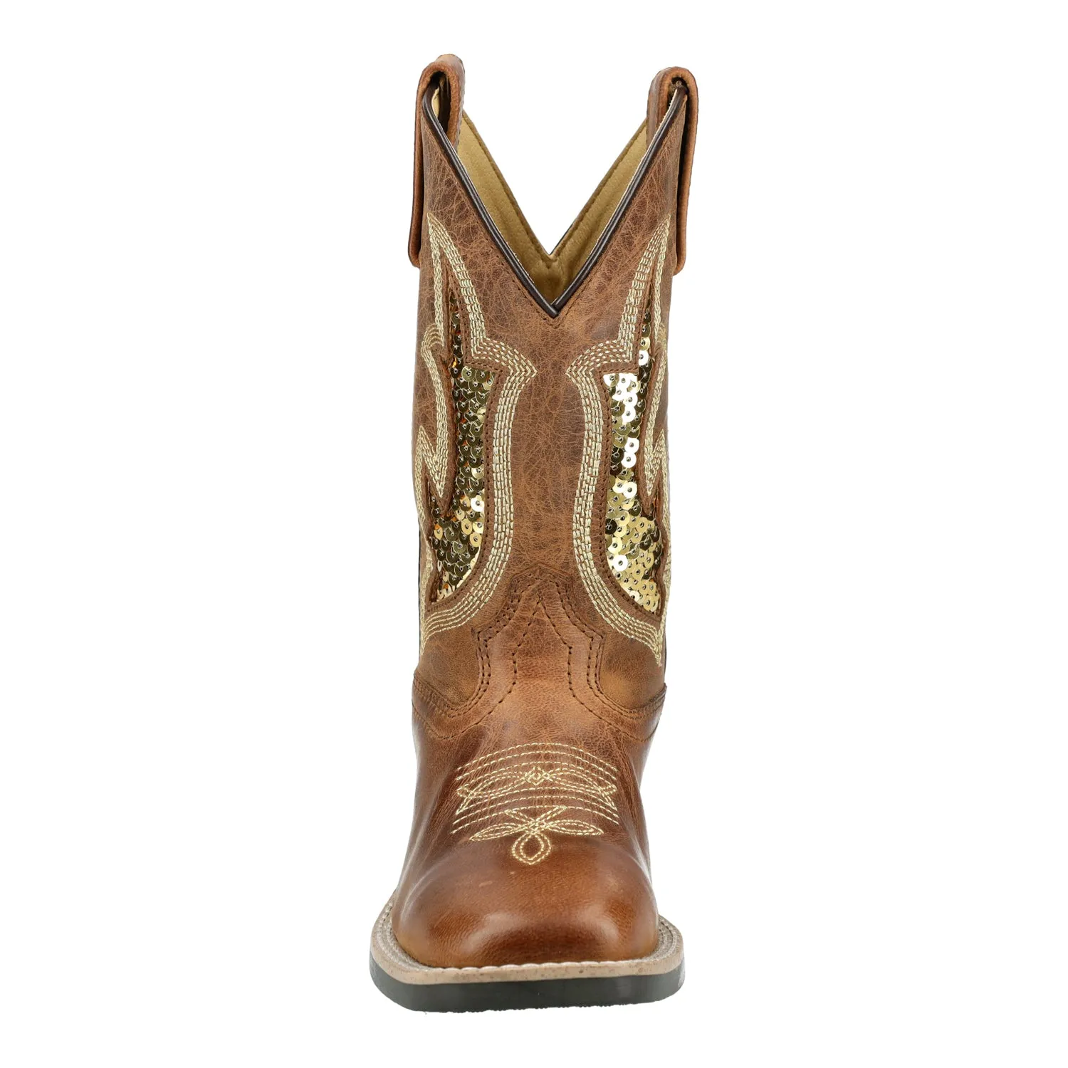 Smoky Mountain Boots Youth Girls Nevada Brown Oil/Gold Leather Cowboy Boots